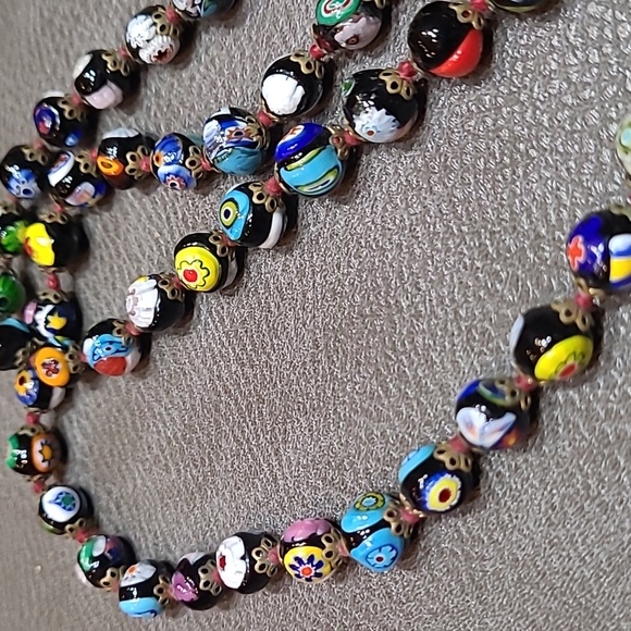 Murano Millefiori Bead Necklace ❤️ - Picture 2 of 8